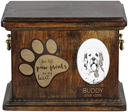 Art Dog Ltd. Clumber Spaniel, urna za pseći pepeo sa keramičkom pločom i opisom