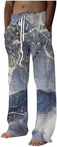 Muške ljetne pamučne posteljine hlače elastične struine nacrtavajuce labave džepove Hlače natuvremene lagane klasične
