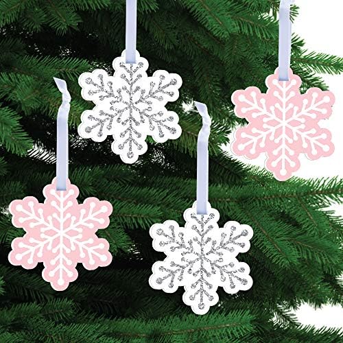 Velika tačka sreće Pink Winter Wonderland - Holiday Snowflake Rođendanska zabava i ukrasi za tuširanje beba