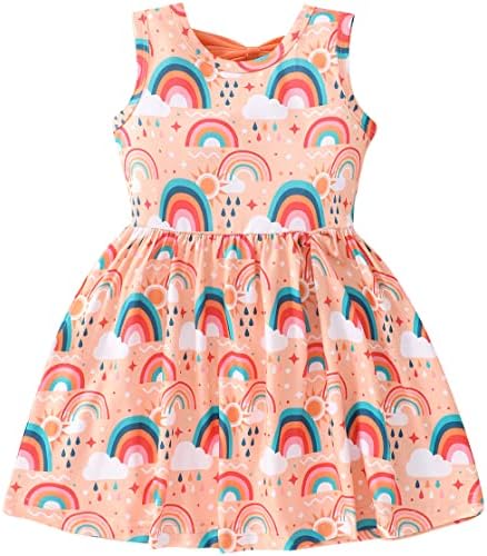 Popshion Toddler Ljetne haljine za djevojke Leopard Print haljina natrag Bowknot haljina Dinosaur