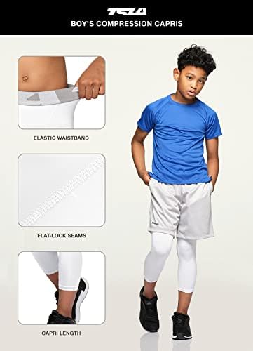 TSLA 1 ili 2 Pack Boys Youth UPF 50+ kompresijske hlače Baselej, hladne suho trčanje, četverosmjerne
