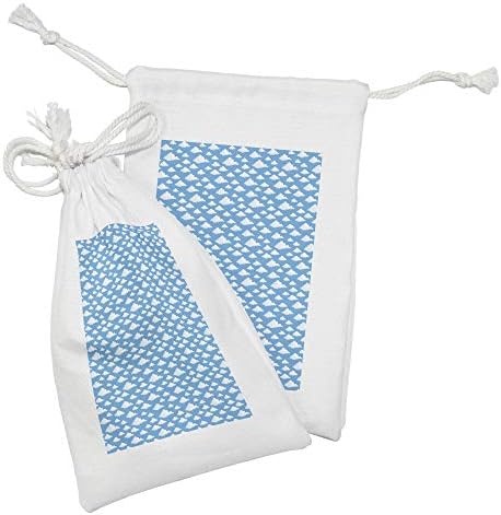Ambesonne Sky tkanina torba od 2, jednobojni pojednostavljeni dizajn Ponavljajući uzorak lepršavih oblaka