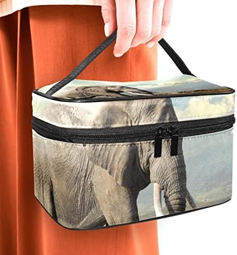 Travelna torba za šminku, sivi veliki životinjski slon na otvorenom Afrika Veliki kozmetički slučaj Make
