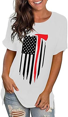 Dugi Rukav T Shirt Ženski Set Ženska T Shirt O-Vrat Dan Nezavisnosti Stilski Top Shirts Prostor T Shirt