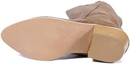 Čizme na platformi za žene cipele čvrste ženske Slipon Retro štikle Vezenje prstiju srednje čizme u boji okrugle