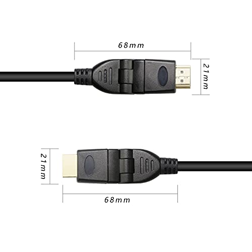 Gelrhonr Rotatible HDMI ekstenzijski kabel, 90 ° 180 ° 270 ° 360 stupnjev rotirajući desni anđeo