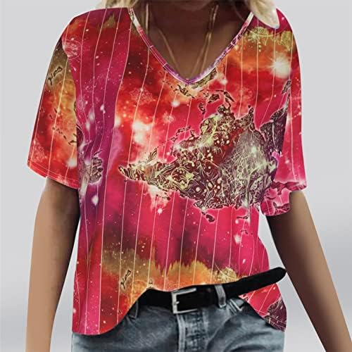 Majica bluza za žene Ljetna jesena odjeća Redovna fit kratki rukav v vrat pamuk grafički top 1s 1s