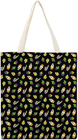 Happy Halloween Cupcake Canvas Tote Bag Printed Grocery Shopping Bags Handbag poklon za žene i muškarce