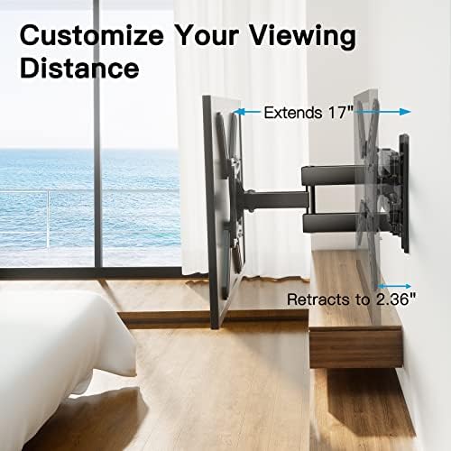 Pipishell Full Motion TV zidni nosač za 26-60 inča do 77 lbs max vesa 400x400mm; Napredni vilt TV zidni