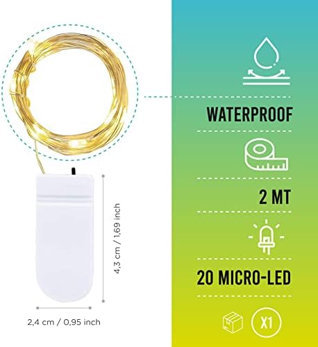 LAC Led Fairy Lights baterija 7ft |20 Led Mini žičana svjetla baterije uključene / vodootporna svjetla