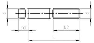 DIN 938 metričke studenče, M16x75mm nominalna dužina, obični centar, A2 nehrđajući čelik