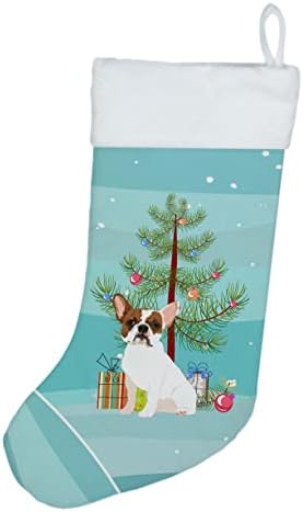 Caroline's bysures WDK3056CS Francuski buldog bijeli 2 Božićne božićne čarape, kamin Viseće čarape Božićna