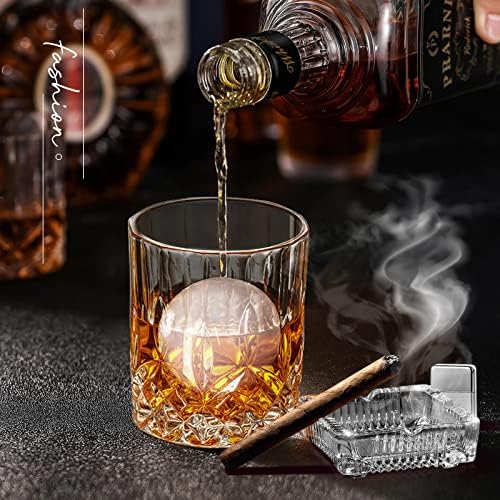DIOXADOP Whisky naočare Set 2, 10 oz Old Fashioned Tumblers sa 2 okrugli veliki Ice Ball kalupi, burbon čaše