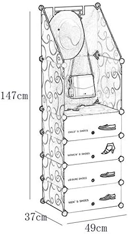 ZEELDE stalak za cipele, nosač kaputa 1 stupca 4 slojna plastika sa pločom 8-12 pari cipela spavaonica