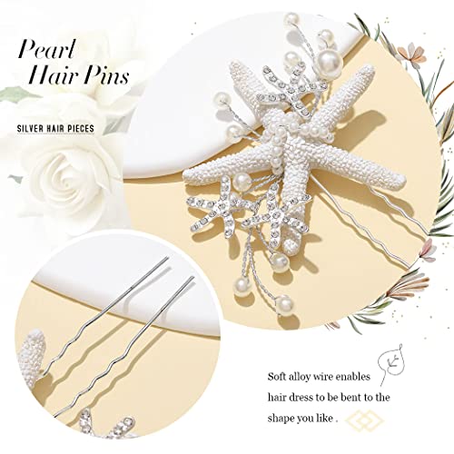 Heread Starfish Bride vjenčane igle za kosu Silver Pearl Bridal Hair Pieces beach hair accessories (pakovanje