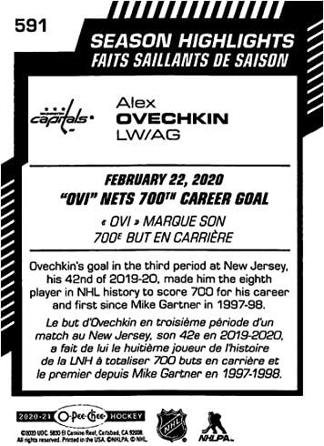 2020-21 o-pee-chee 591 Alex Ovechkin Washington Capitals NHL hokejaška trgovačka kartica