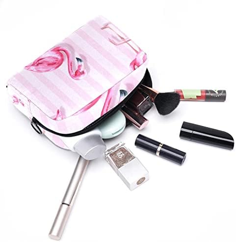 Tbouobt pokloni za muškarce Žene šminke torbe toaletne torbice Male kozmetičke torbe, ružičasti prugasti flamingo