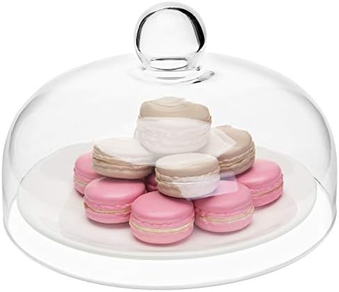 MyGift okrugli stakleni poklopac kupole za torte od 8,7 inča, Cloche za prikaz peciva sa ručkom