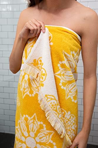 Infusezen Plušani ručnik za pamučno kupatilo, 1 komad Reverzibilni dizajn mandale, teški veliki ručnik za ručnik,