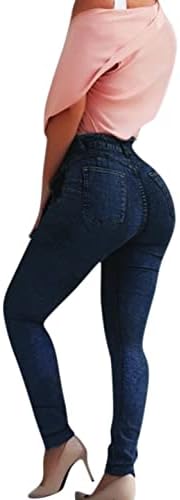 Ženska plus veličina visoki struk mršav Stretch Ripped Jeans Casual Button High Rise Juniori Djevojke