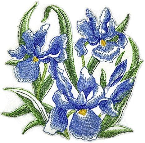 Prilagođeni cvjetovi cvijeće [skicirani iriza] vezeno željezo na / sew flaster [4,89 4,86] [izrađeno