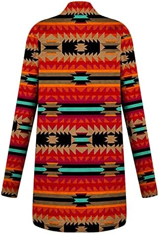 Ženski casual kaput zapadni etnički tiskani vrhovi retro casual aztec Ispis dugih rukava majica