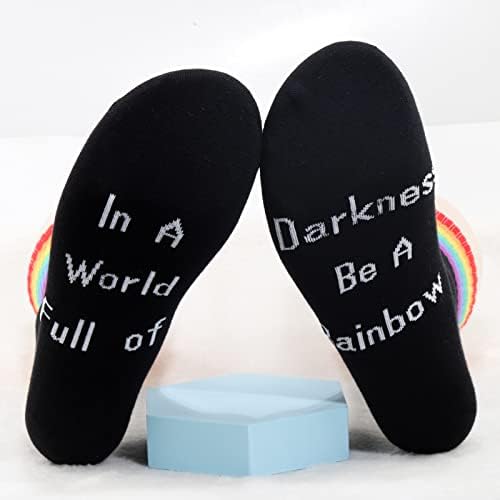JNIAP 2 parovi Gay Pride Socks LGBT Day Day Poklon za muškarce Žene u svijetu punom mraka Budite Rainbow