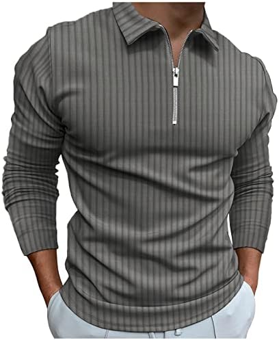 Wocachi 2022 polo majice za muške, dugih rukava Vintage Striped rebra golf vrhovi ulična odjeća Ležerna majica