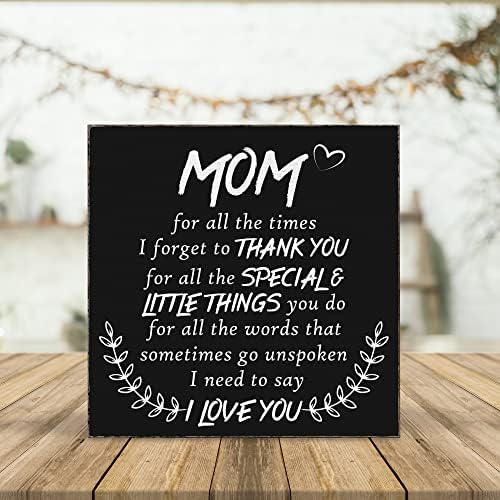 Mama volim te crni znak za drvo, poklon za rođendan za mamu drvene blok plaketne znakove, majčin dan