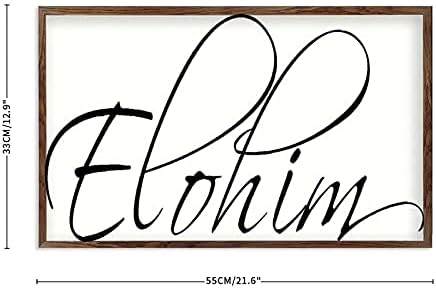 Promini Wood Sign Framed Farmhouse Family Corl Art Elohim White-C12 Inspirationi citati 33x55cm Dekoracija sobe