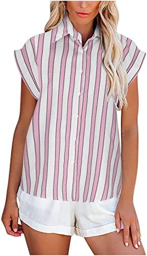 Ženske košulje Stripes dolje majice, ženski klasik-fit cp rujni lapeli bluze modne pile prugaste majice