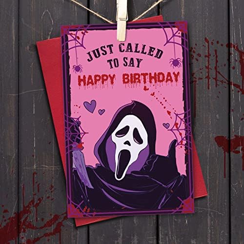 Ogeby Halloween Scream rođendanska čestitka za muškarce žene, horor film Killer bday pokloni kartica,