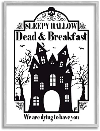 Stupell Industries Dead & amp; breakfast Spooky Haunted House Imagery Sign, Design by Lettered