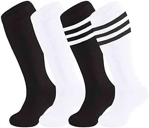 Doowid Kids Soccer Socks Tri Stripes koljena Visoke čarape Pamučne sportske čarape Todler Boys Djevojke