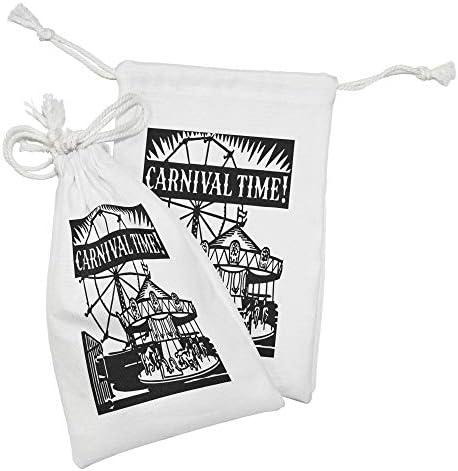 Tkanina od kotača AMBESONNE FERERIS od 2, jednobojnu vrhovnu i drugu vožnju s karnevalskom vremenom, malom torbom za vuču za toaletne potrepštine maske i usluge, 9 x 6, sivo bijelo
