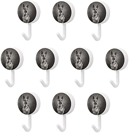 Crno-bijelo njemačke pastirske zidne kuke okrugle plastične kuke izdržljive ljepljive kuke za kuhinju kupatilo