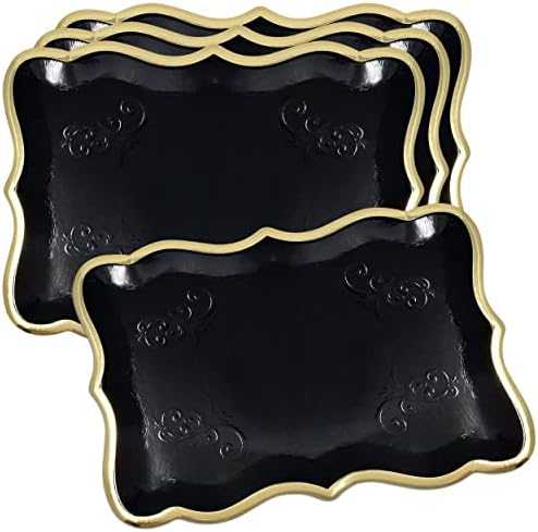10 za jednokratnu crnu ladicu sa zlatnim obrubom za elegantne desertne tablice koje serviraju stranke