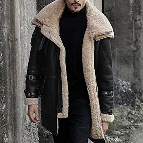 Gutori muški kaput zimska topla Sherpa Fleece obloženi kaputi modni ovratnik dugi kaput vrh velike i
