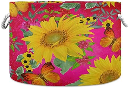 Kigai Sunflowers & Butterfly Pamuk Konop Košara Velika košarica za slanje rublja za babdene košara