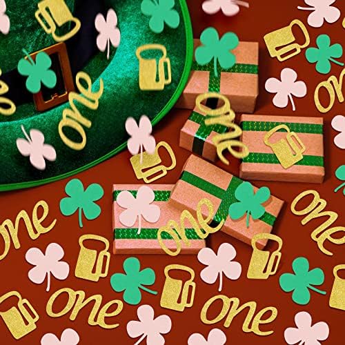 380 kom Irca prvi rođendan Confetti St Patricks Dan Dekoracije za stolove Shamrock Gold Glitter One Pink