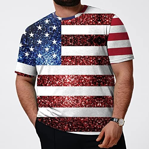 Ruiruilico Muške patriotske majice Amerika zastava 2023 Ljetni kratki rukav labavi fit grafički otisci Bluzes