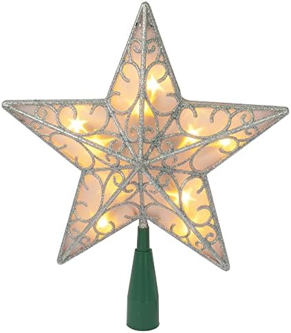 Funpeny 11 inčni sjajni srebrni zvezni stablo, osvijetljeni božićni krošnji sa 10 svjetla Božićne ukrase