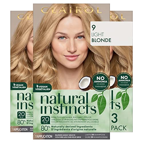Clairol Natural Instincts Demi-Permanent farba za kosu, 9 svijetloplave boje kose, pakovanje od 3 komada