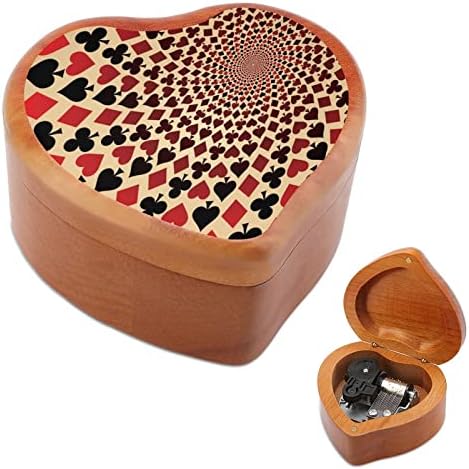 Igranje poker umjetničkog drveta Muzička kutija Antikni gravirani glazbeni pokloni za rođendan Božić Dan zahvalnosti