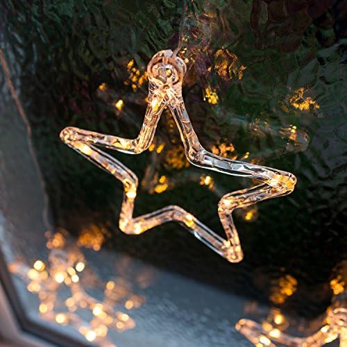 Lights4fun, Inc. Akumulatorska topla bijela LED akrilna zvijezda viseća Božićna dekoracija unutarnjeg prozora