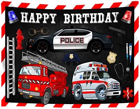 MTMETY 18x10ft Sretan rođendan pozadina hitne pomoći vatrogasna vozila Policijska pozadina automobila