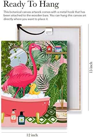 Flamingo u kadi na platnu slika plakata zidna Umjetnost kupatila, tropska ružičasta Flamingo slika umjetnička