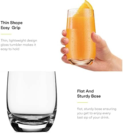 MITBAK 16-Oz čaše za piće / staklene čaše za vodu, sok, koktel | miješana pića / kuhinjski set staklenog