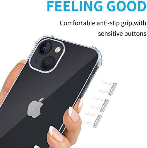 Cavie Brands iPhone 13 Clear Case sa 2 zaštitnika zaslona, ​​maksimalno zaštita od apsorpcije udara,