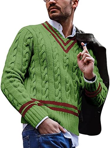Dudubaby proljeće i jesen muški dugi rukav džemper prugasti poslovni džemper